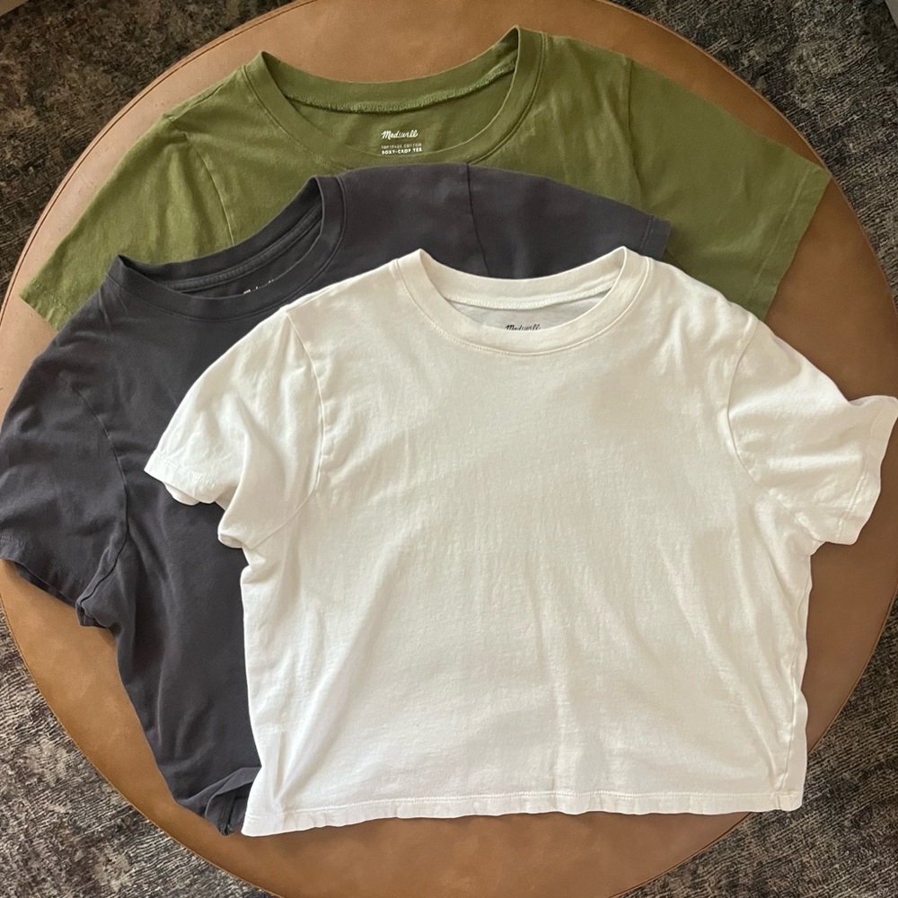 Madewell Trio of Softfade Cotton Boxy-Crop Tees